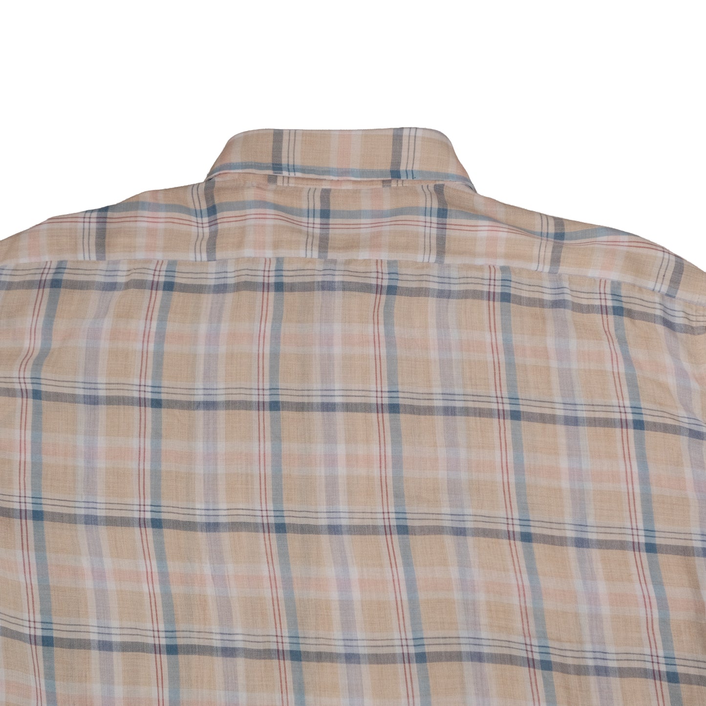 Vintage 70’s Levi’s Short Sleeve Button Up Tan Plaid Men’s Large Made in Korea Flap Pocket