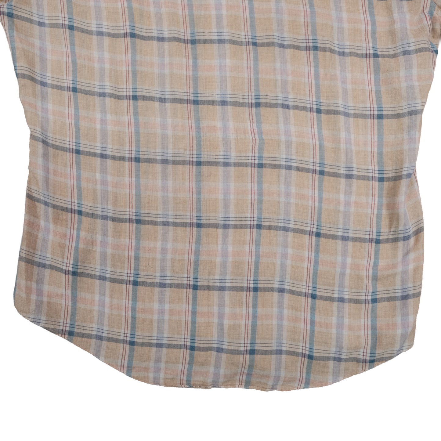 Vintage 70’s Levi’s Short Sleeve Button Up Tan Plaid Men’s Large Made in Korea Flap Pocket