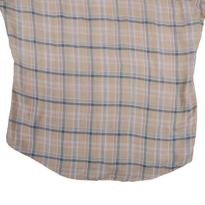 Vintage 70’s Levi’s Short Sleeve Button Up Tan Plaid Men’s Large Made in Korea Flap Pocket