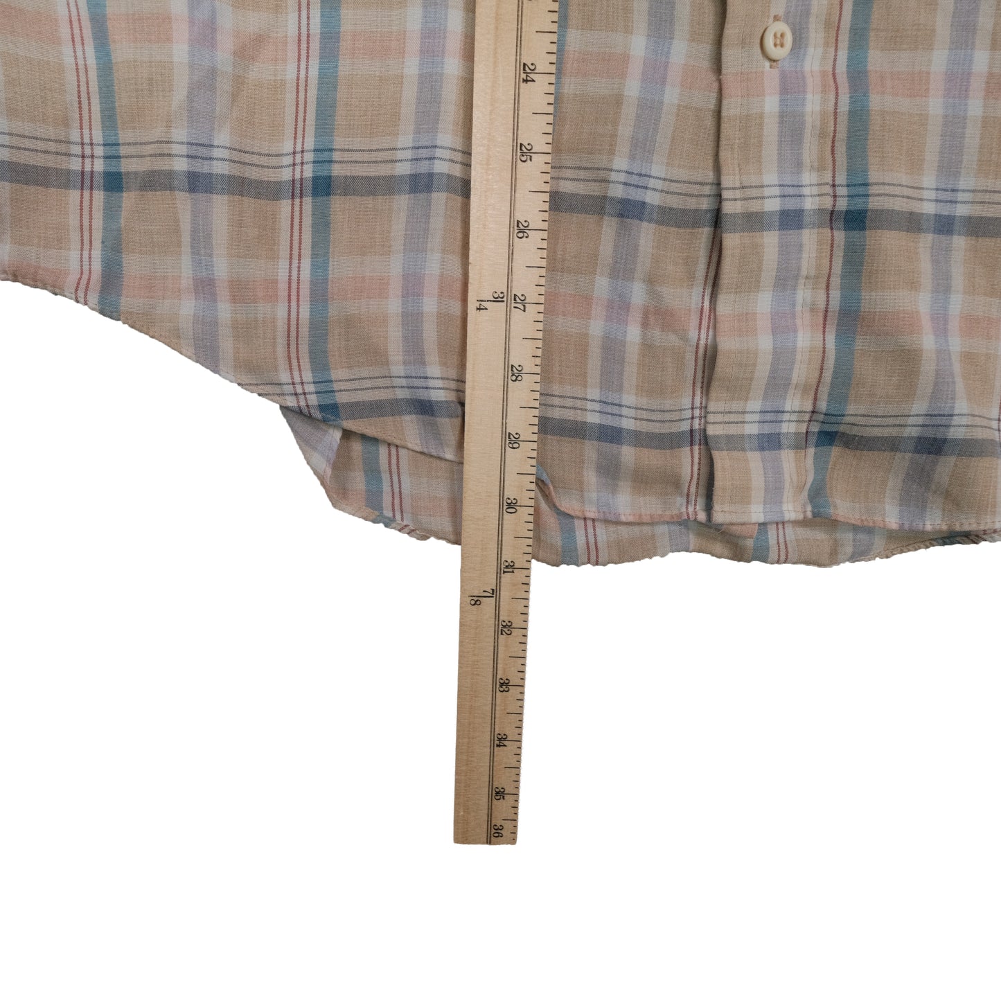 Vintage 70’s Levi’s Short Sleeve Button Up Tan Plaid Men’s Large Made in Korea Flap Pocket