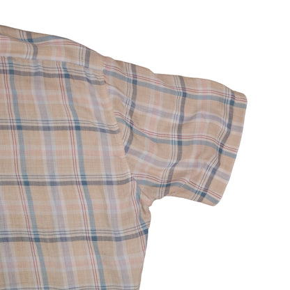 Vintage 70’s Levi’s Short Sleeve Button Up Tan Plaid Men’s Large Made in Korea Flap Pocket