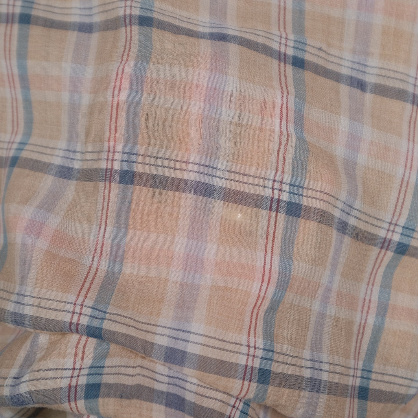 Vintage 70’s Levi’s Short Sleeve Button Up Tan Plaid Men’s Large Made in Korea Flap Pocket