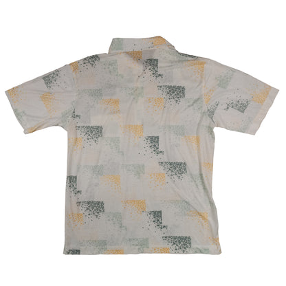 Vintage 70’s Puritan Polo Shirt Men’s Large Poly Knit Floral Pattern Retro Summer