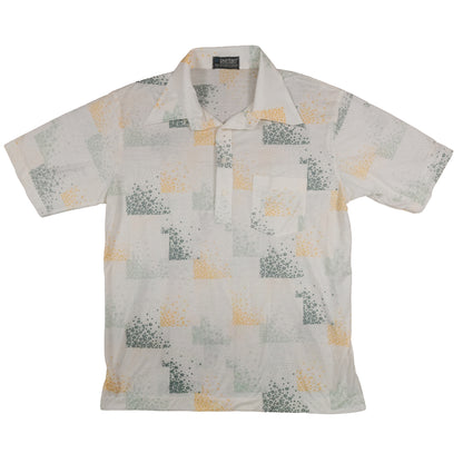 Vintage 70’s Puritan Polo Shirt Men’s Large Poly Knit Floral Pattern Retro Summer