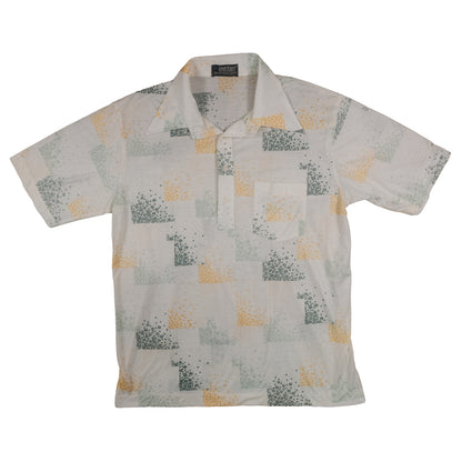 Vintage 70’s Puritan Polo Shirt Men’s Large Poly Knit Floral Pattern Retro Summer