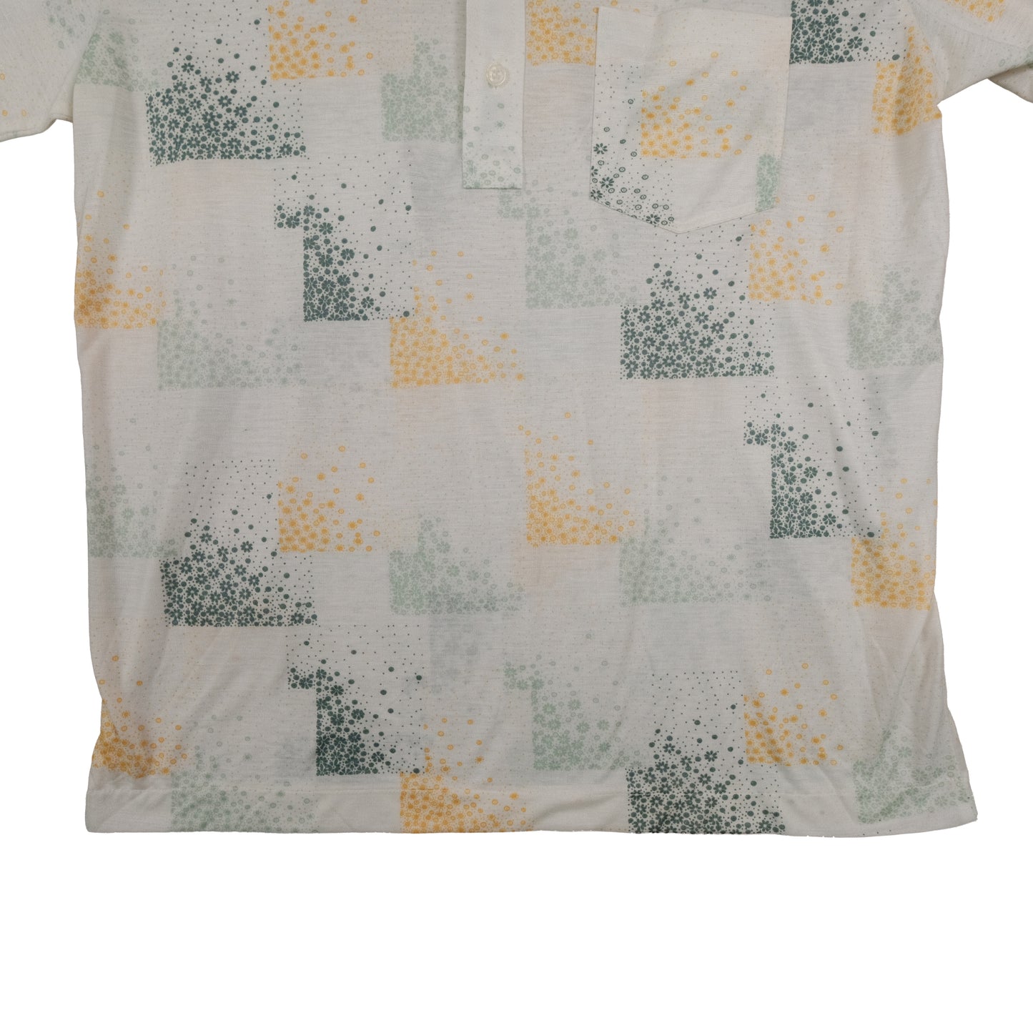 Vintage 70’s Puritan Polo Shirt Men’s Large Poly Knit Floral Pattern Retro Summer