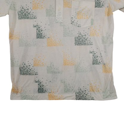 Vintage 70’s Puritan Polo Shirt Men’s Large Poly Knit Floral Pattern Retro Summer