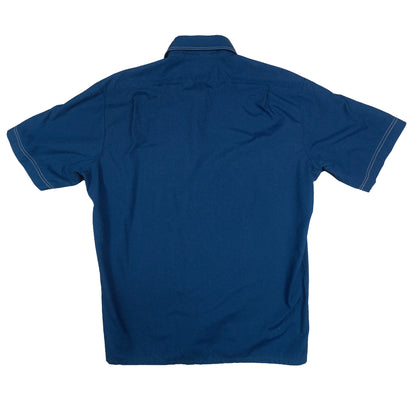 Vintage 70’s JC Penney Towncraft SS Button Up Men’s Large Blue Contrast Stitch Dagger Collar Retro