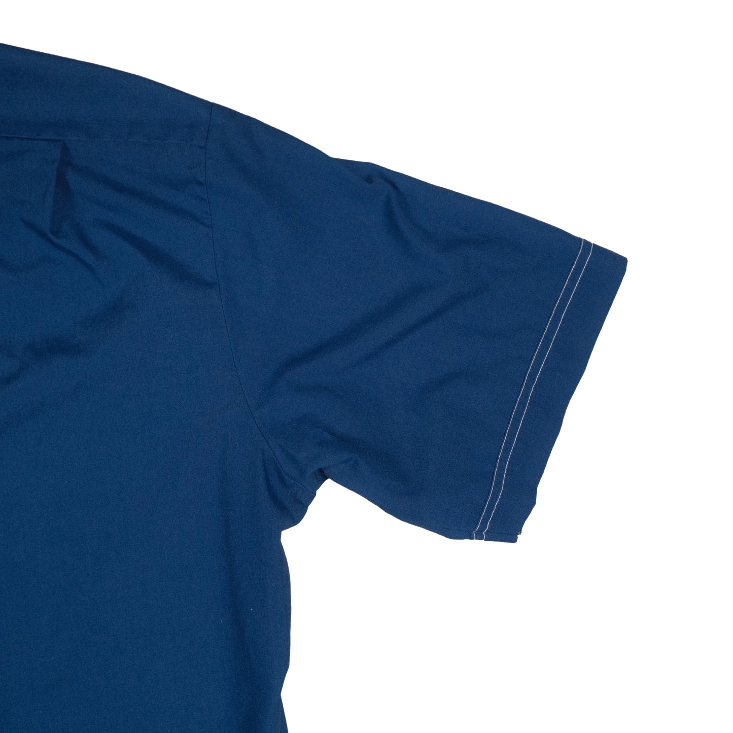 Vintage 70’s JC Penney Towncraft SS Button Up Men’s Large Blue Contrast Stitch Dagger Collar Retro