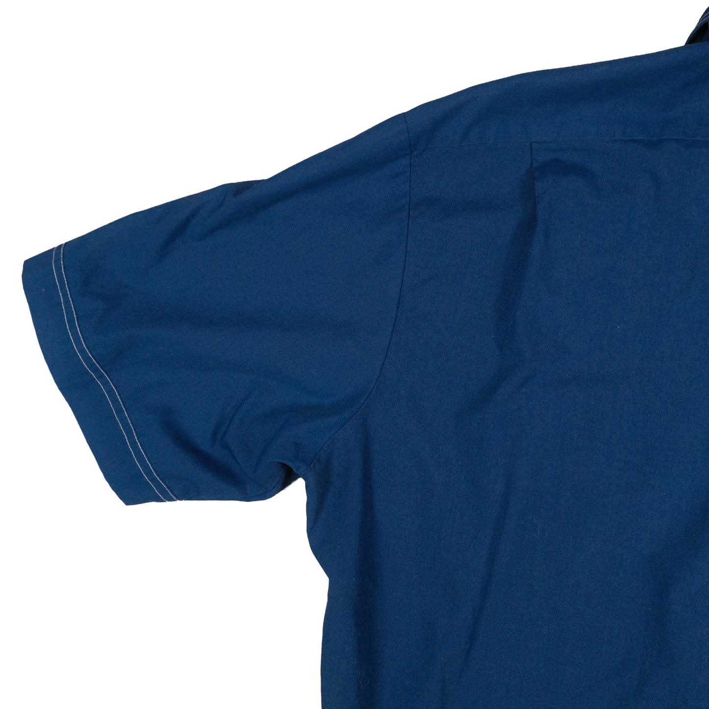 Vintage 70’s JC Penney Towncraft SS Button Up Men’s Large Blue Contrast Stitch Dagger Collar Retro