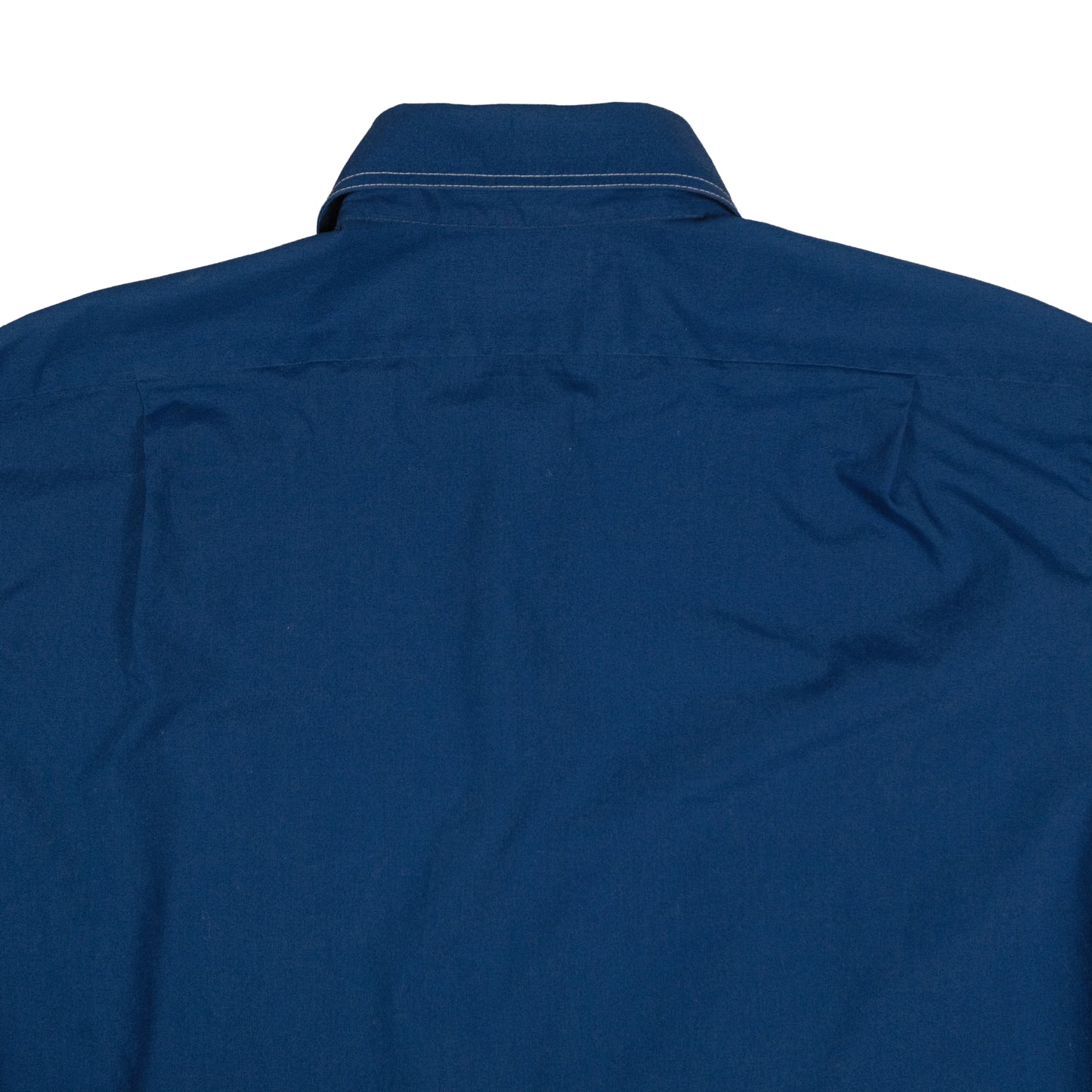 Vintage 70’s JC Penney Towncraft SS Button Up Men’s Large Blue Contrast Stitch Dagger Collar Retro