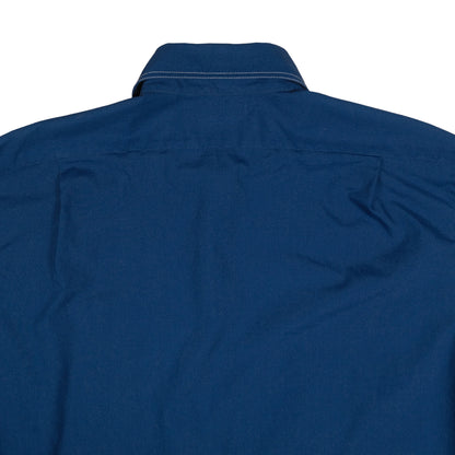 Vintage 70’s JC Penney Towncraft SS Button Up Men’s Large Blue Contrast Stitch Dagger Collar Retro