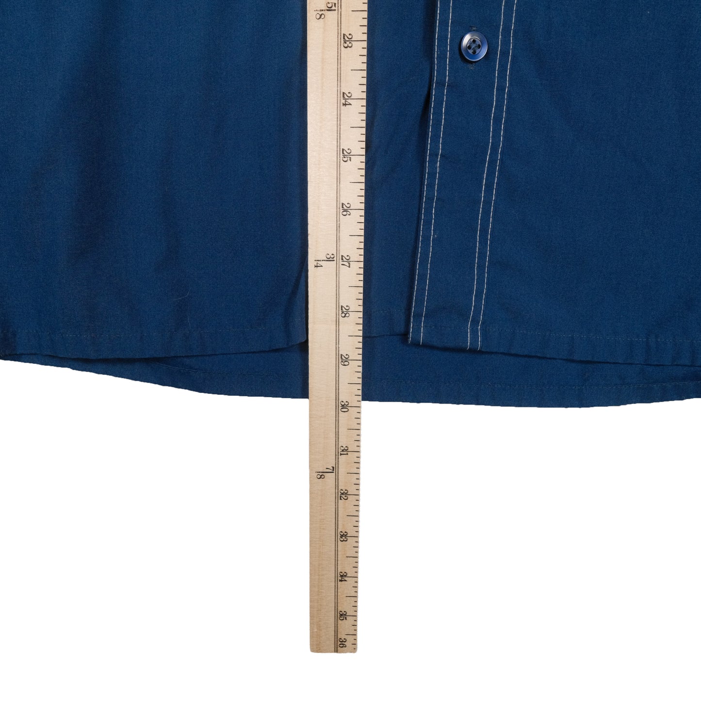 Vintage 70’s JC Penney Towncraft SS Button Up Men’s Large Blue Contrast Stitch Dagger Collar Retro