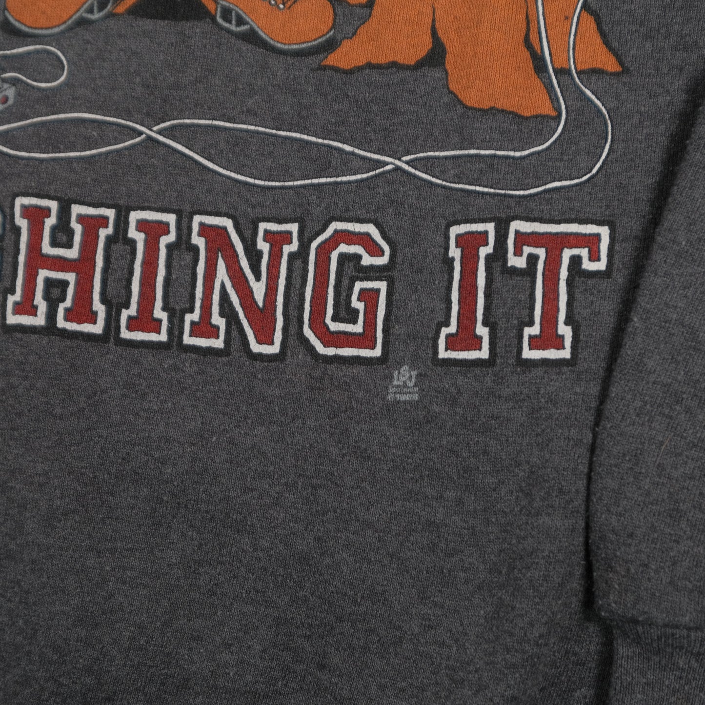 Vintage 80’s Jerzees Roughin’ It Camping Joke Raglan Sweatshirt Adult L USA Made Gray