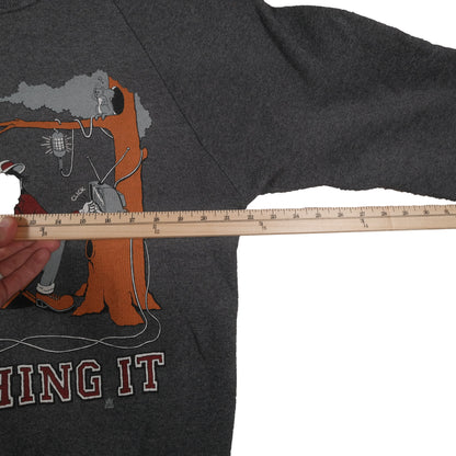 Vintage 80’s Jerzees Roughin’ It Camping Joke Raglan Sweatshirt Adult L USA Made Gray