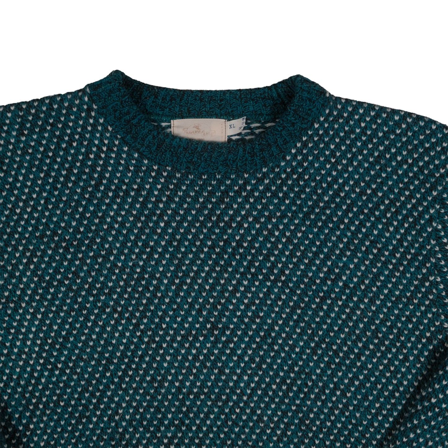 Vintage Wool Blend Men’s L Sweater Teal Birdseye Traverse City, MI