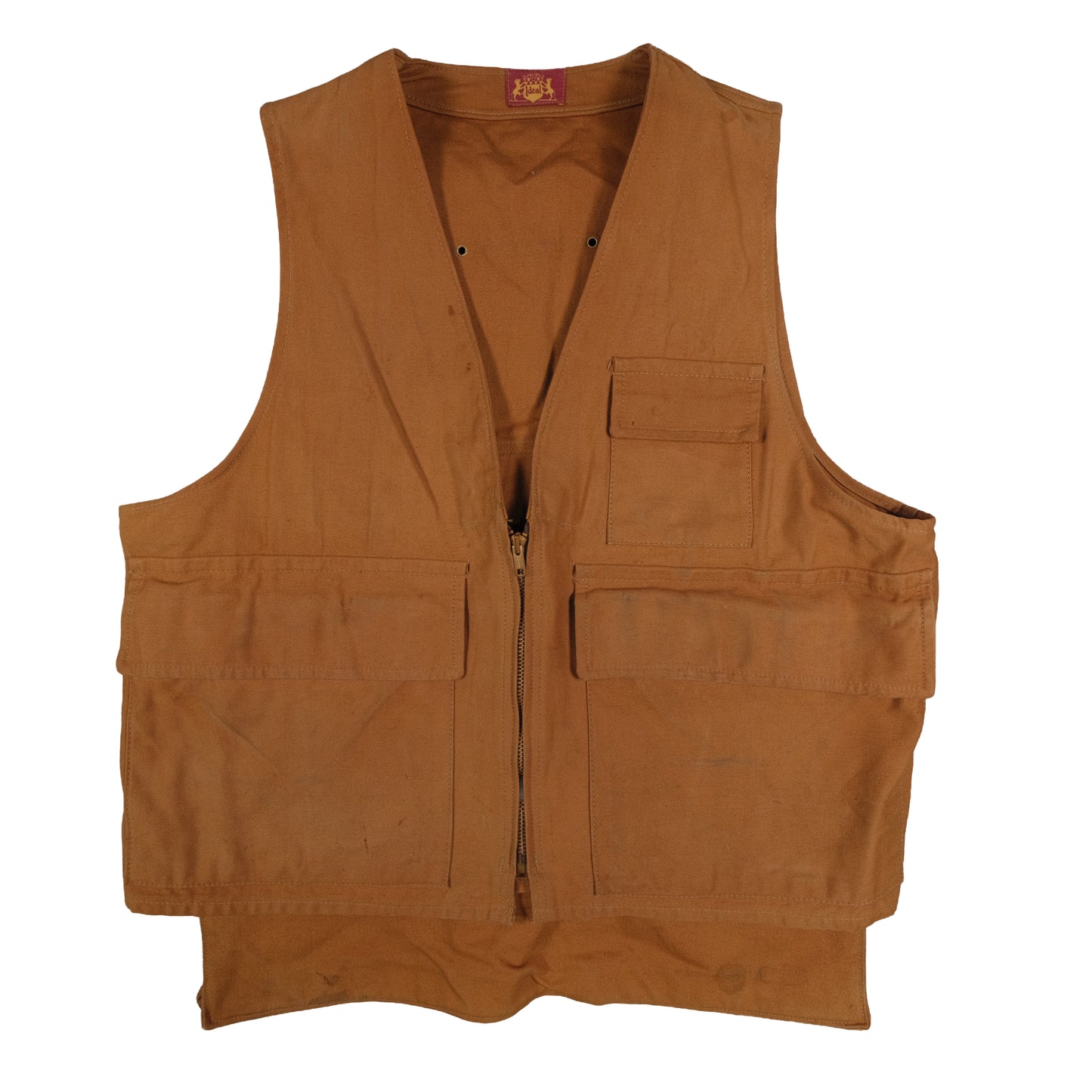 Vintage Ideal Brown Hunting Vest Men’s L Flap Pocket Game Pouch Bird Outdoor Canvas