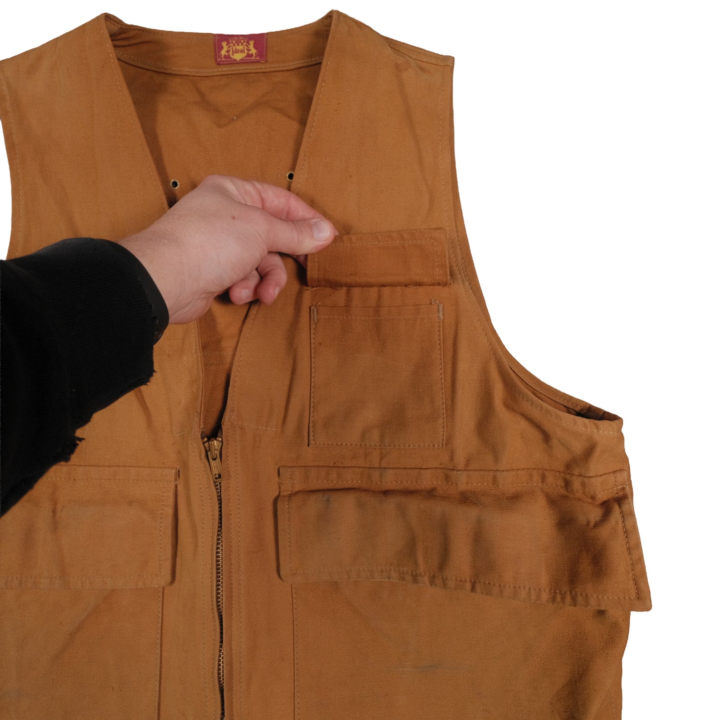 Vintage Ideal Brown Hunting Vest Men’s L Flap Pocket Game Pouch Bird Outdoor Canvas