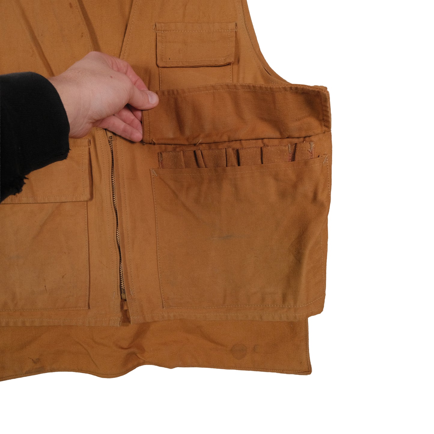 Vintage Ideal Brown Hunting Vest Men’s L Flap Pocket Game Pouch Bird Outdoor Canvas