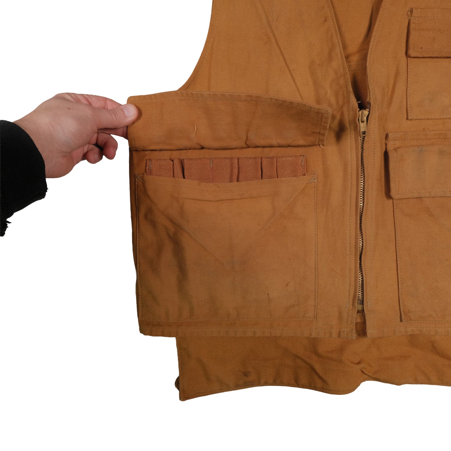 Vintage Ideal Brown Hunting Vest Men’s L Flap Pocket Game Pouch Bird Outdoor Canvas