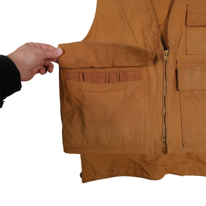 Vintage Ideal Brown Hunting Vest Men’s L Flap Pocket Game Pouch Bird Outdoor Canvas