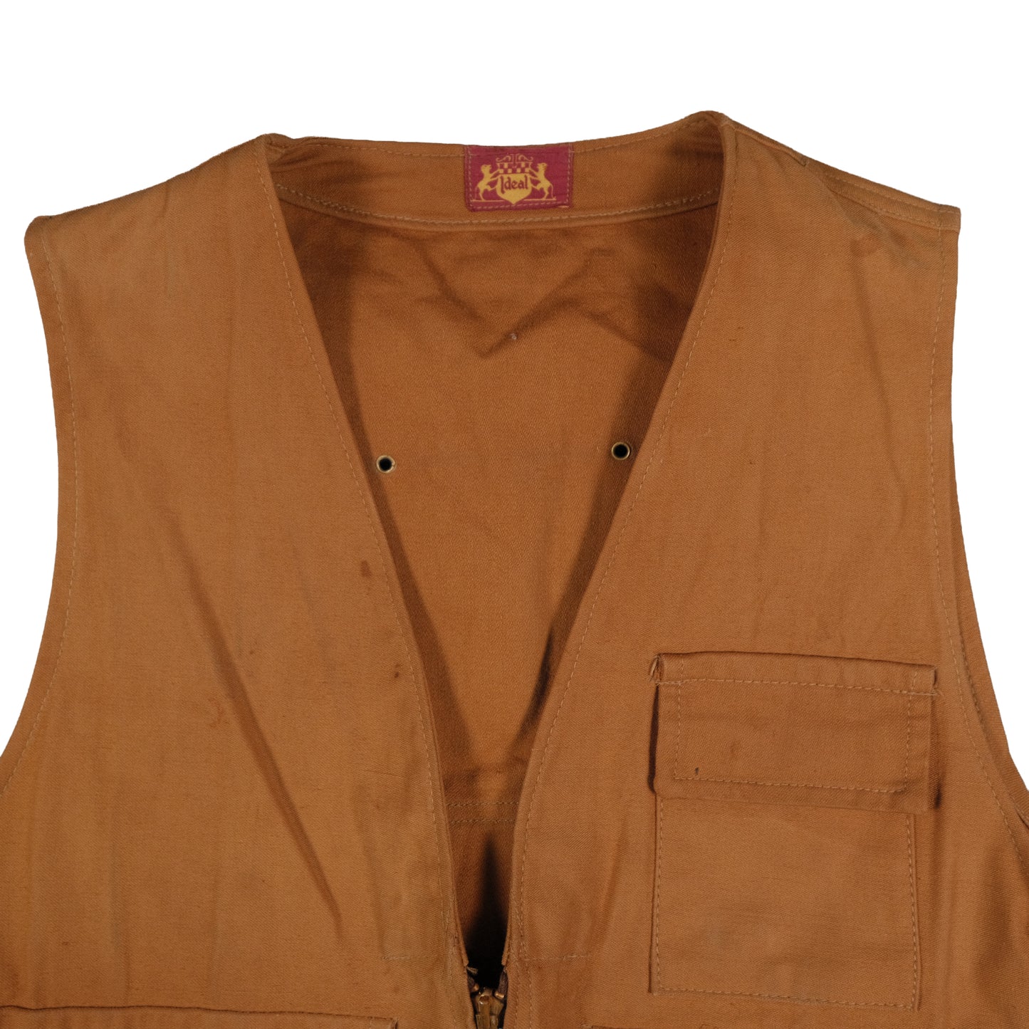 Vintage Ideal Brown Hunting Vest Men’s L Flap Pocket Game Pouch Bird Outdoor Canvas