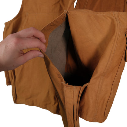 Vintage Ideal Brown Hunting Vest Men’s L Flap Pocket Game Pouch Bird Outdoor Canvas