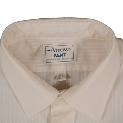 Vintage Arrow Kent Men’s XL 16.5 Short Sleeve Press Shirt Summer Off White Stripe 80’s