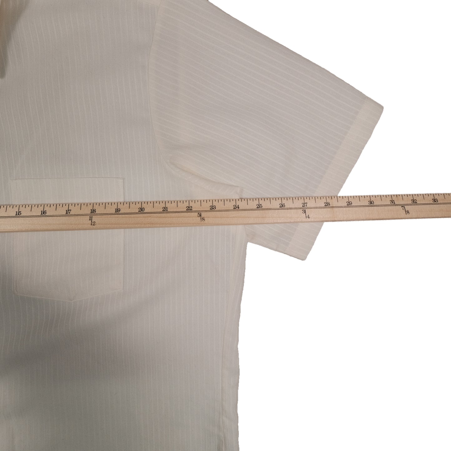 Vintage Arrow Kent Men’s XL 16.5 Short Sleeve Press Shirt Summer Off White Stripe 80’s