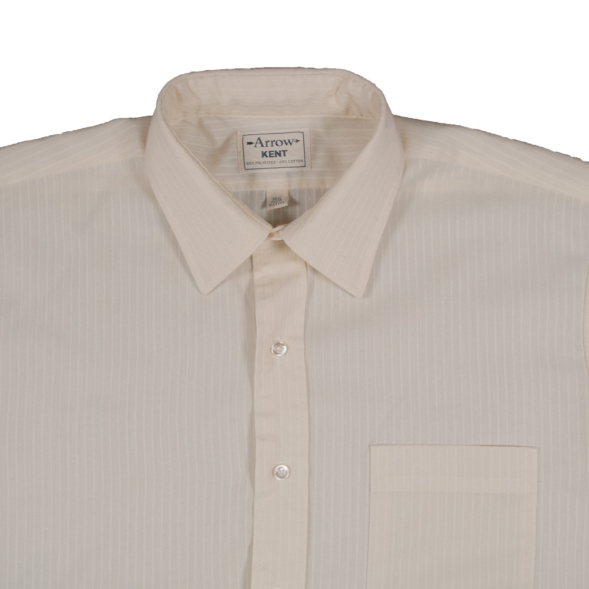 Vintage Arrow Kent Mens XL 16.5 Short Sleeve Press Shirt Summer Off White Stripe 80s Vintage Arrow Kent Mens XL 16.5 Short Sleeve Press Shirt Summer Off White Stripe 80s