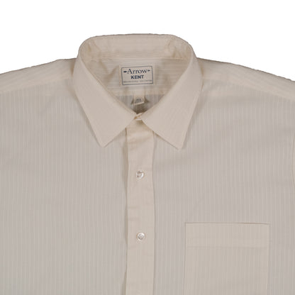 Vintage Arrow Kent Men’s XL 16.5 Short Sleeve Press Shirt Summer Off White Stripe 80’s