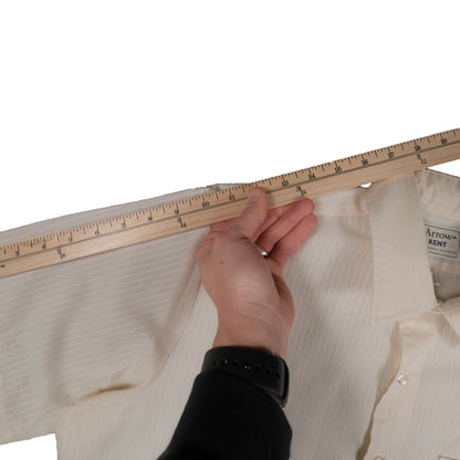 Vintage Arrow Kent Men’s XL 16.5 Short Sleeve Press Shirt Summer Off White Stripe 80’s