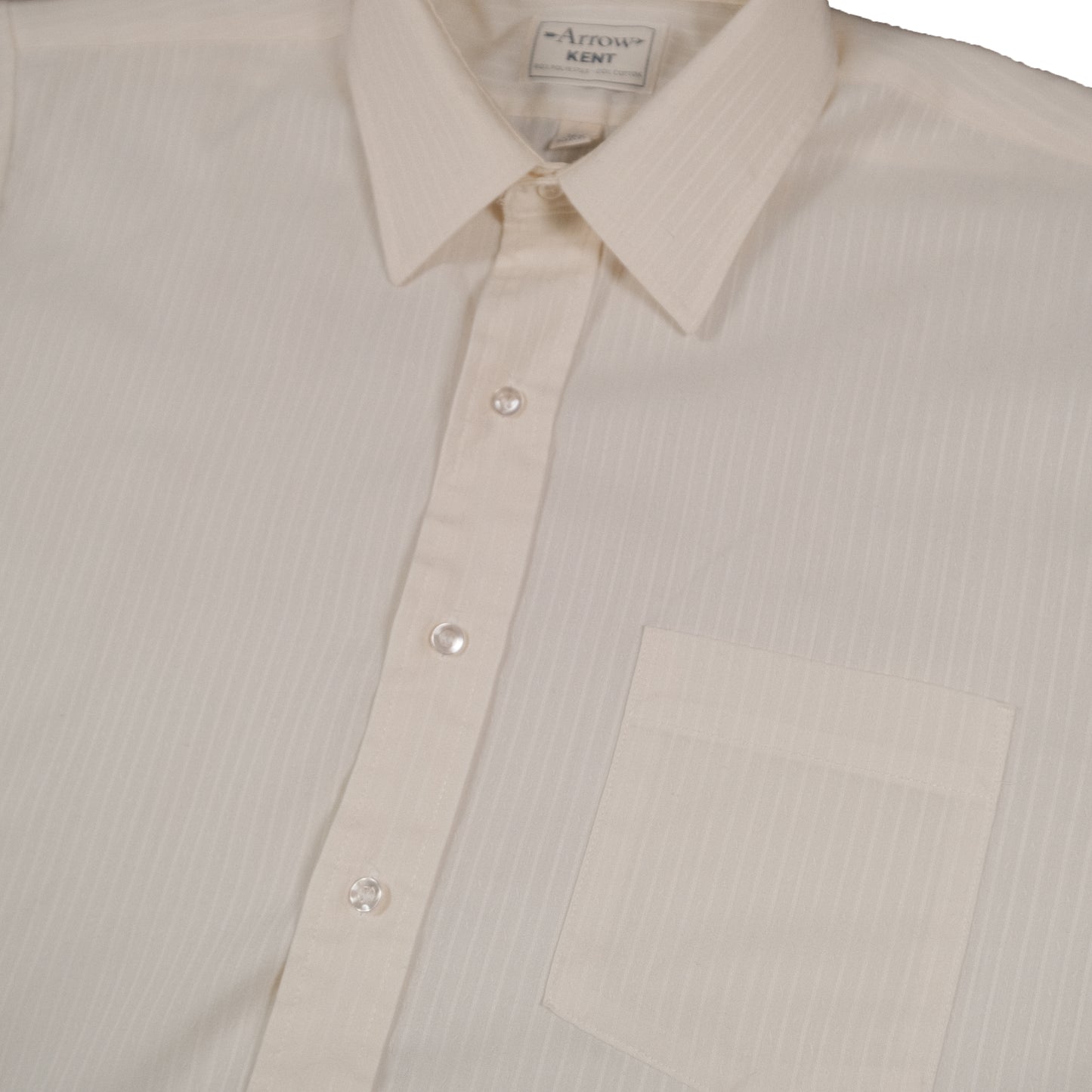 Vintage Arrow Kent Men’s XL 16.5 Short Sleeve Press Shirt Summer Off White Stripe 80’s