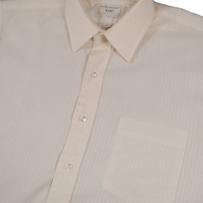 Vintage Arrow Kent Men’s XL 16.5 Short Sleeve Press Shirt Summer Off White Stripe 80’s