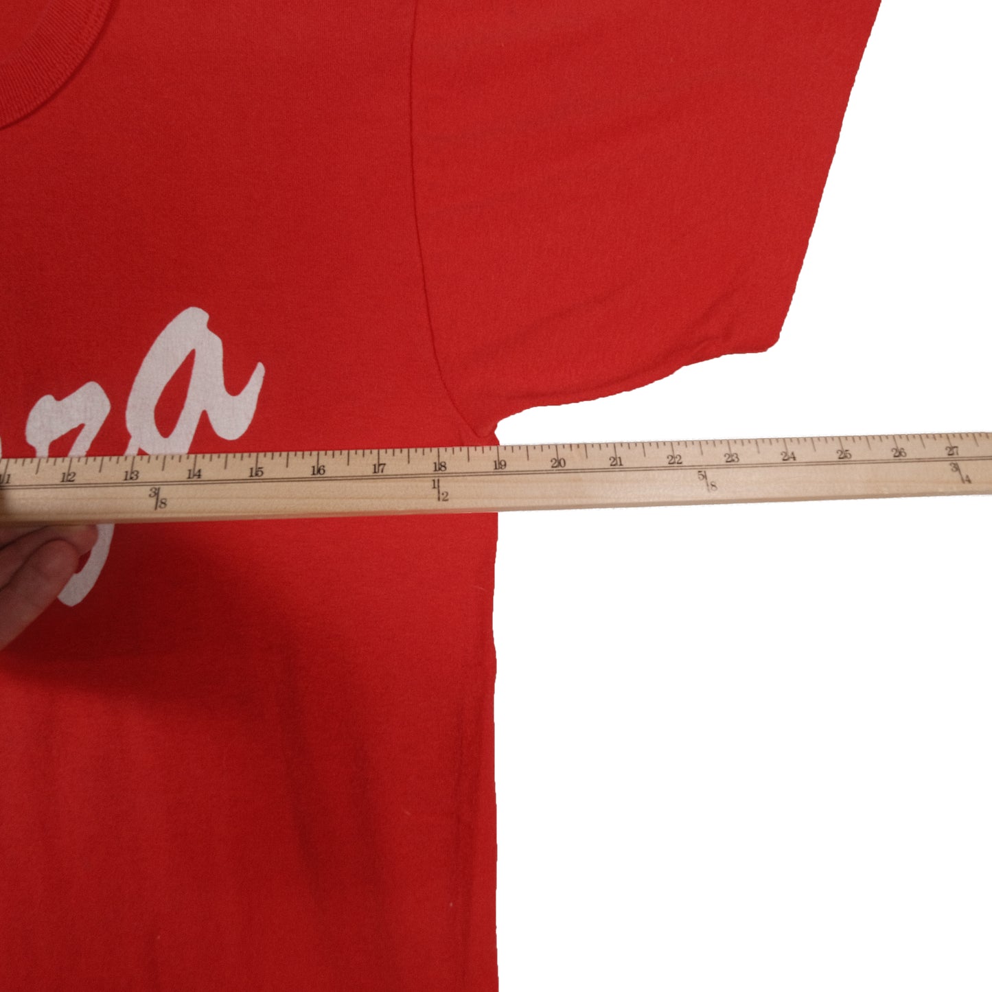 Vintage Russell Athletic Red Plaza T-Shirt Adult Small Graphic Tee Made in USA