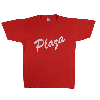 Vintage Russell Athletic Red Plaza T-Shirt Adult Small Graphic Tee Made in USA