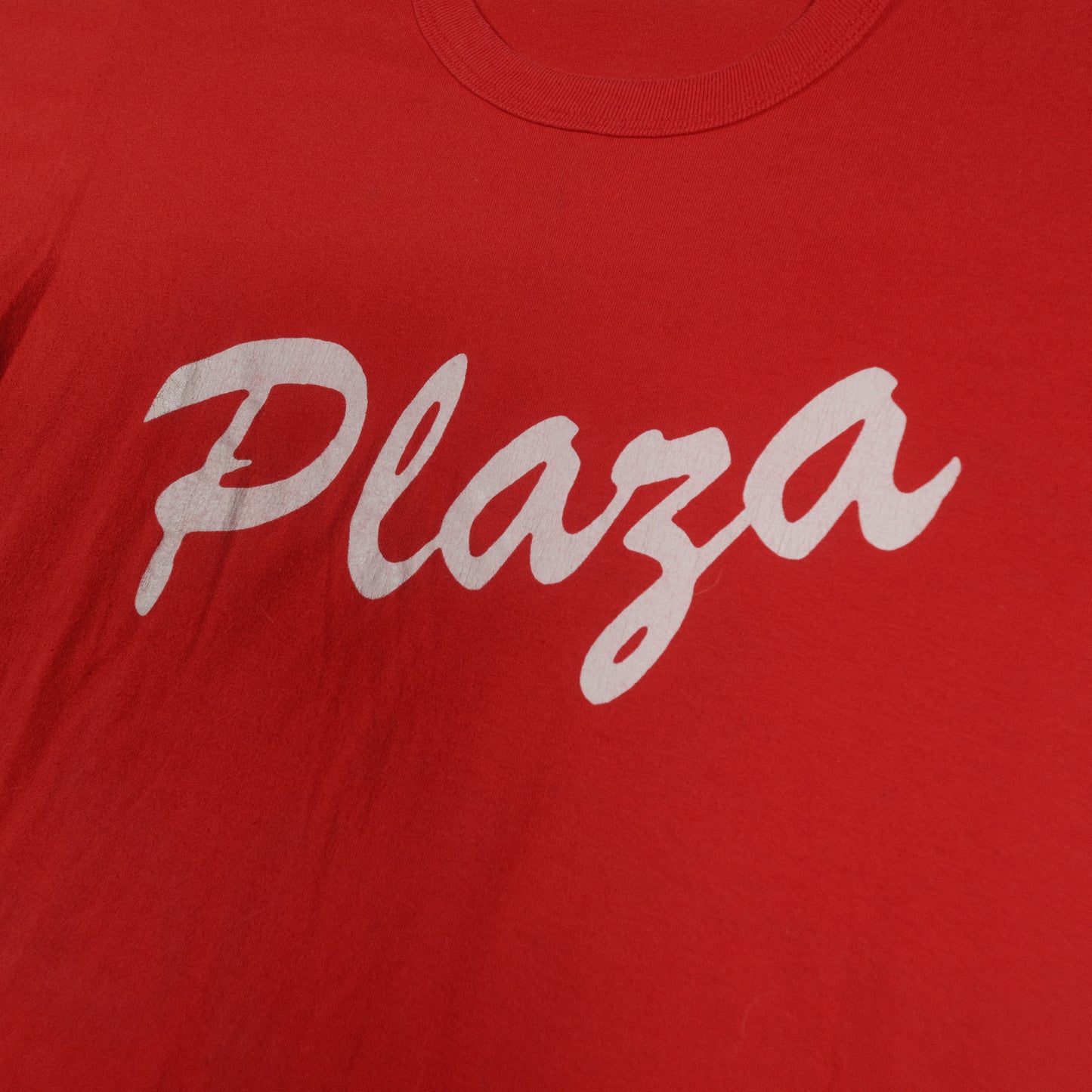 Vintage Russell Athletic Red Plaza T-Shirt Adult Small Graphic Tee Made in USA