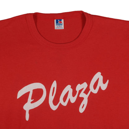 Vintage Russell Athletic Red Plaza T-Shirt Adult Small Graphic Tee Made in USA