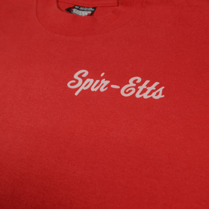 Vintage 80’s Screen Stars Puff Print Spir-Etts Red T-Shirt Adult Small Single Stitch