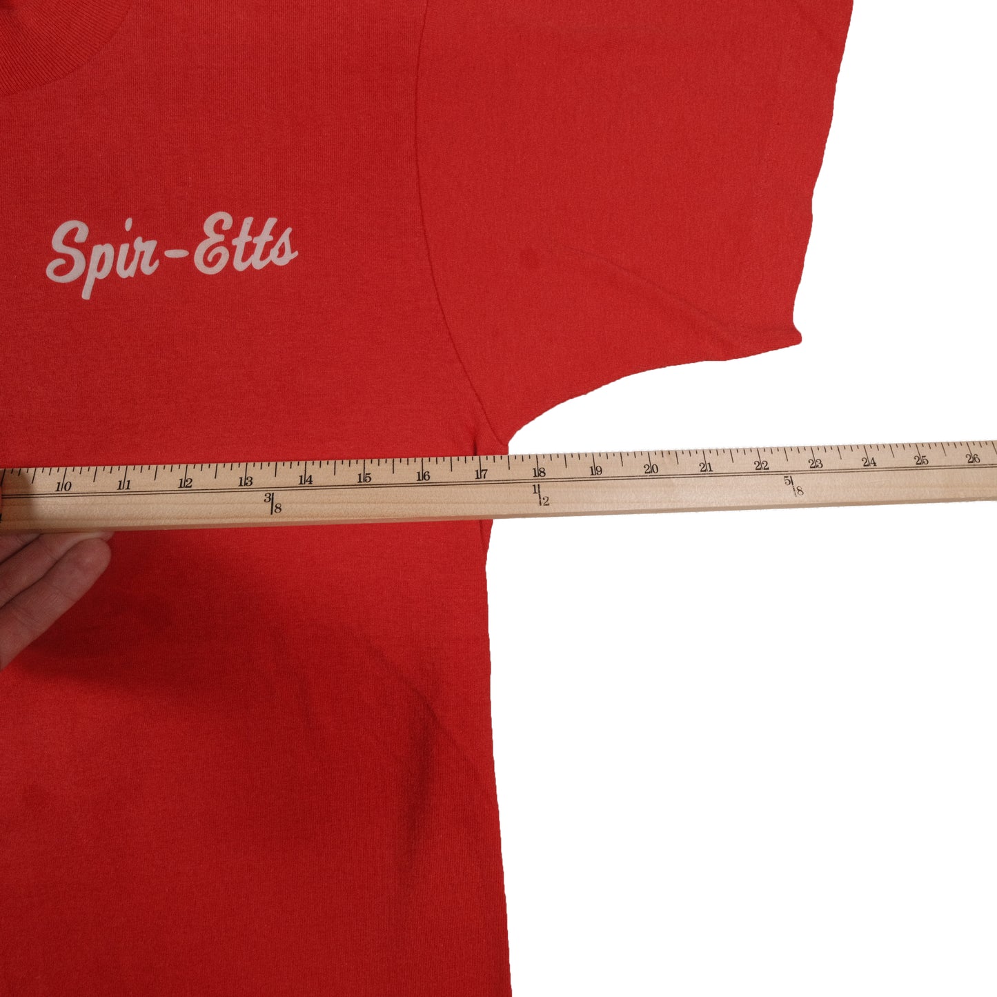 Vintage 80’s Screen Stars Puff Print Spir-Etts Red T-Shirt Adult Small Single Stitch