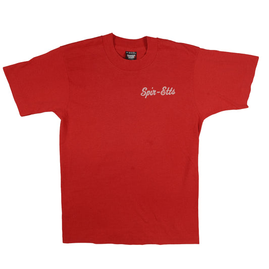 Vintage 80’s Screen Stars Puff Print Spir-Etts Red T-Shirt Adult Small Single Stitch