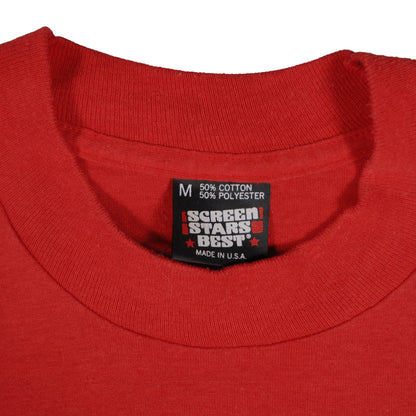 Vintage 80’s Screen Stars Puff Print Spir-Etts Red T-Shirt Adult Small Single Stitch