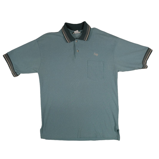 Vintage Wear Guard Waffle Polo Men’s Large Ray Embroidered Blue Excavating Logo