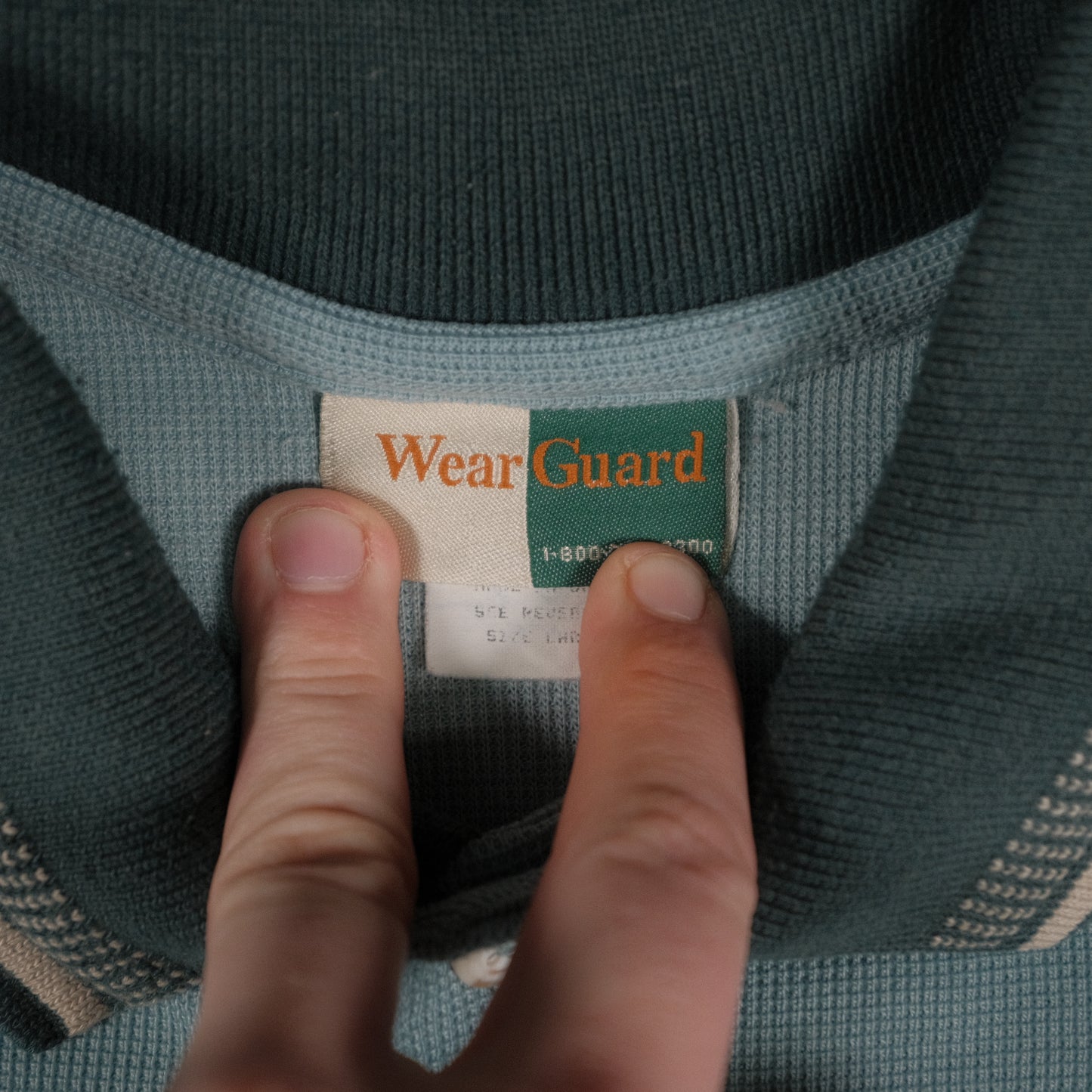 Vintage Wear Guard Waffle Polo Men’s Large Ray Embroidered Blue Excavating Logo