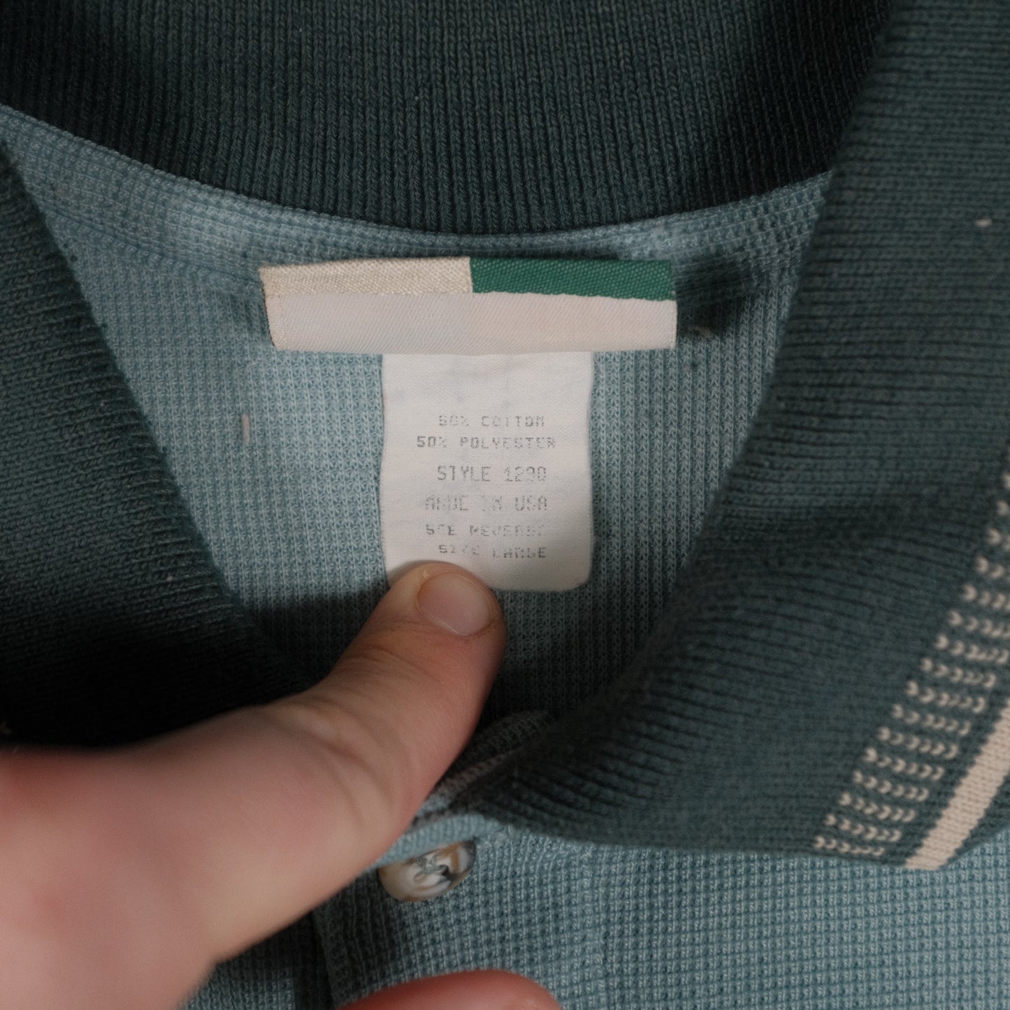 Vintage Wear Guard Waffle Polo Men’s Large Ray Embroidered Blue Excavating Logo