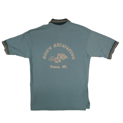 Vintage Wear Guard Waffle Polo Men’s Large Ray Embroidered Blue Excavating Logo