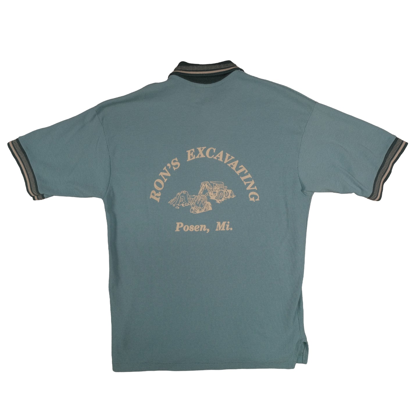 Vintage Wear Guard Waffle Polo Men’s Large Ray Embroidered Blue Excavating Logo