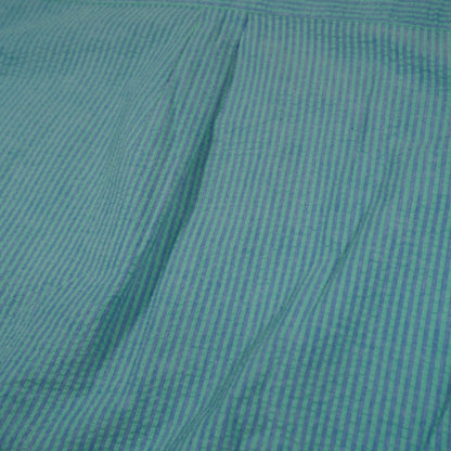 Vintage LL Bean Men’s Large Short Sleeve Button Down Blue Green Stripe Made in USA