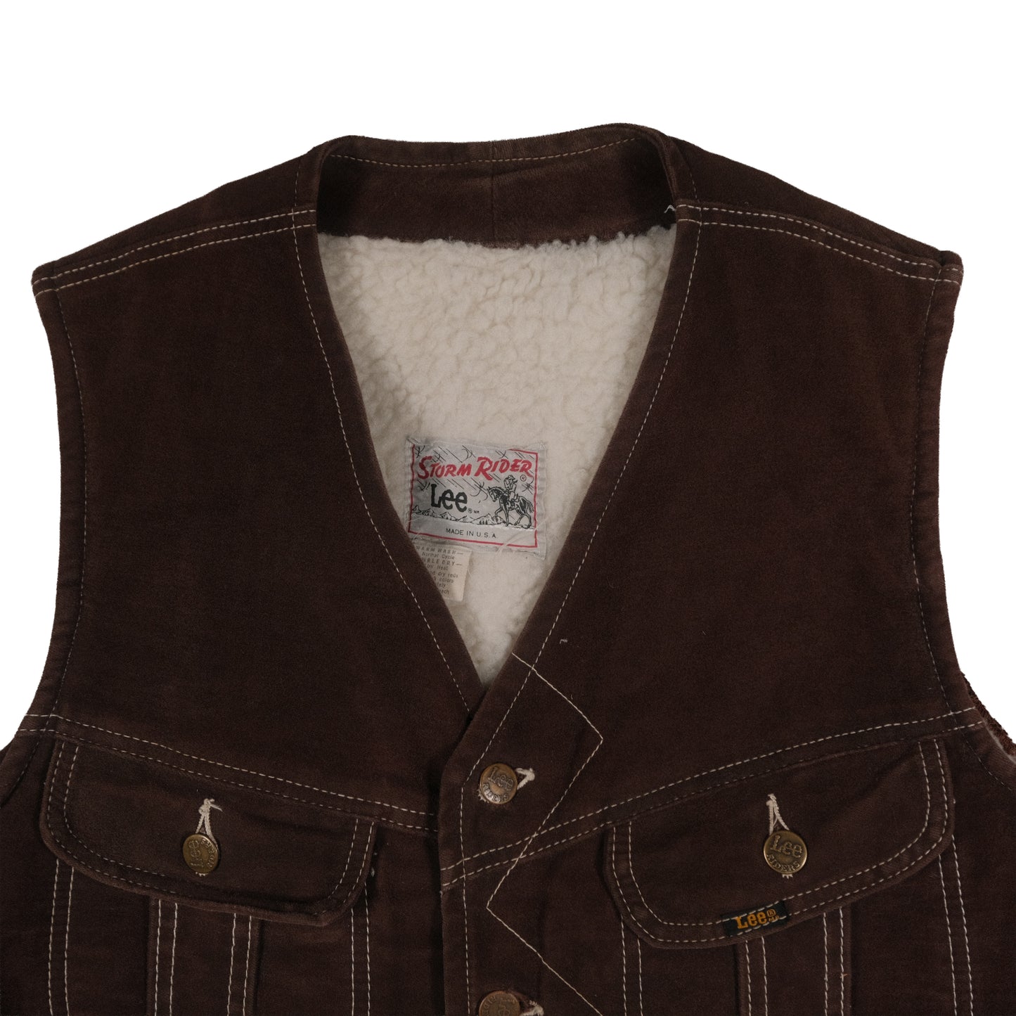 Vintage Lee Rider Sherpa Lined Vest Brown Men’s Large Suede Western Cowboy