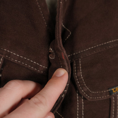 Vintage Lee Rider Sherpa Lined Vest Brown Men’s Large Suede Western Cowboy